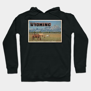 Greetings from Wyoming - Vintage Travel Postcard Design Hoodie